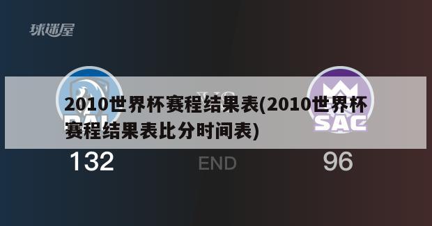 2010世界杯赛程结果表(2010世界杯赛程结果表比分时间表)